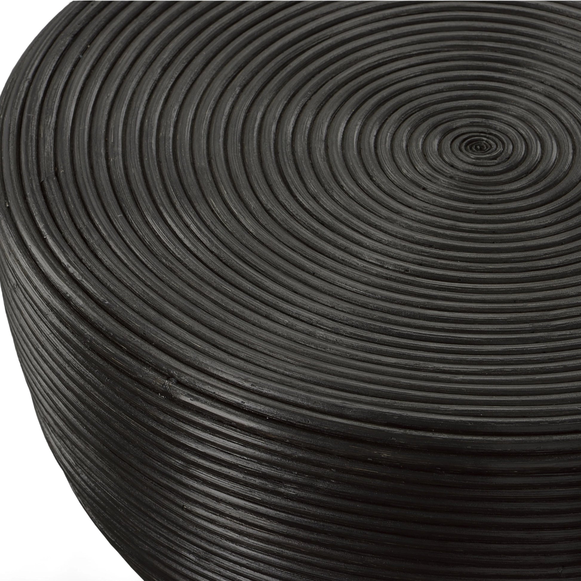 Bongo Side Table by Uttermost in black. Made from rattan in a modern style.