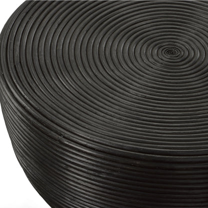 Bongo Side Table by Uttermost in black. Made from rattan in a modern style.