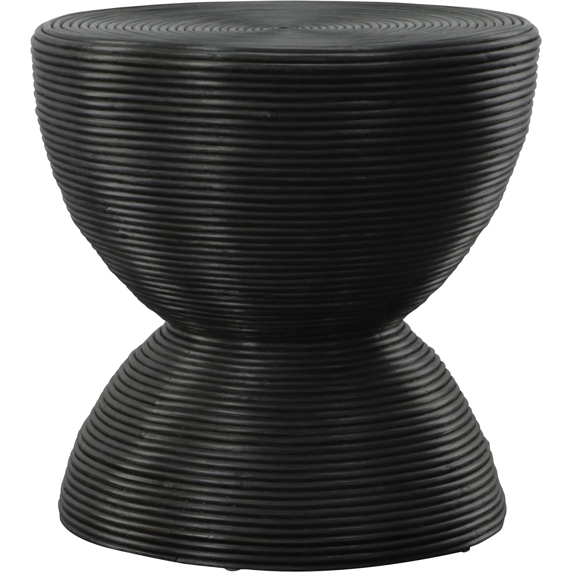 Bongo Side Table by Uttermost in black. Made from rattan in a modern style.