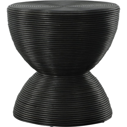 Bongo Side Table by Uttermost in black. Made from rattan in a modern style.