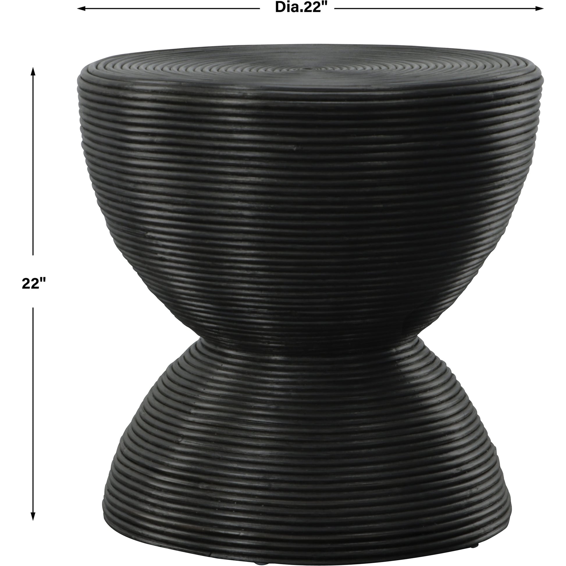 Bongo Side Table by Uttermost in black. Made from rattan in a modern style.