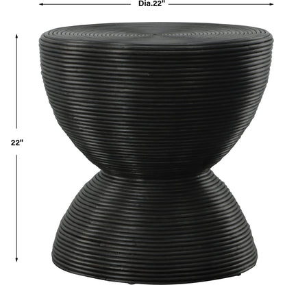 Bongo Side Table by Uttermost in black. Made from rattan in a modern style.