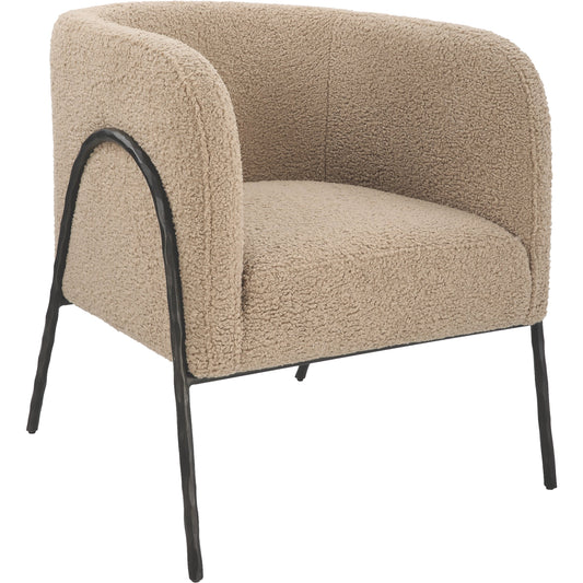 Jacobsen Shearling Accent Chair by Uttermost. Made from fabric, foam, plywood, iron in a modern style.