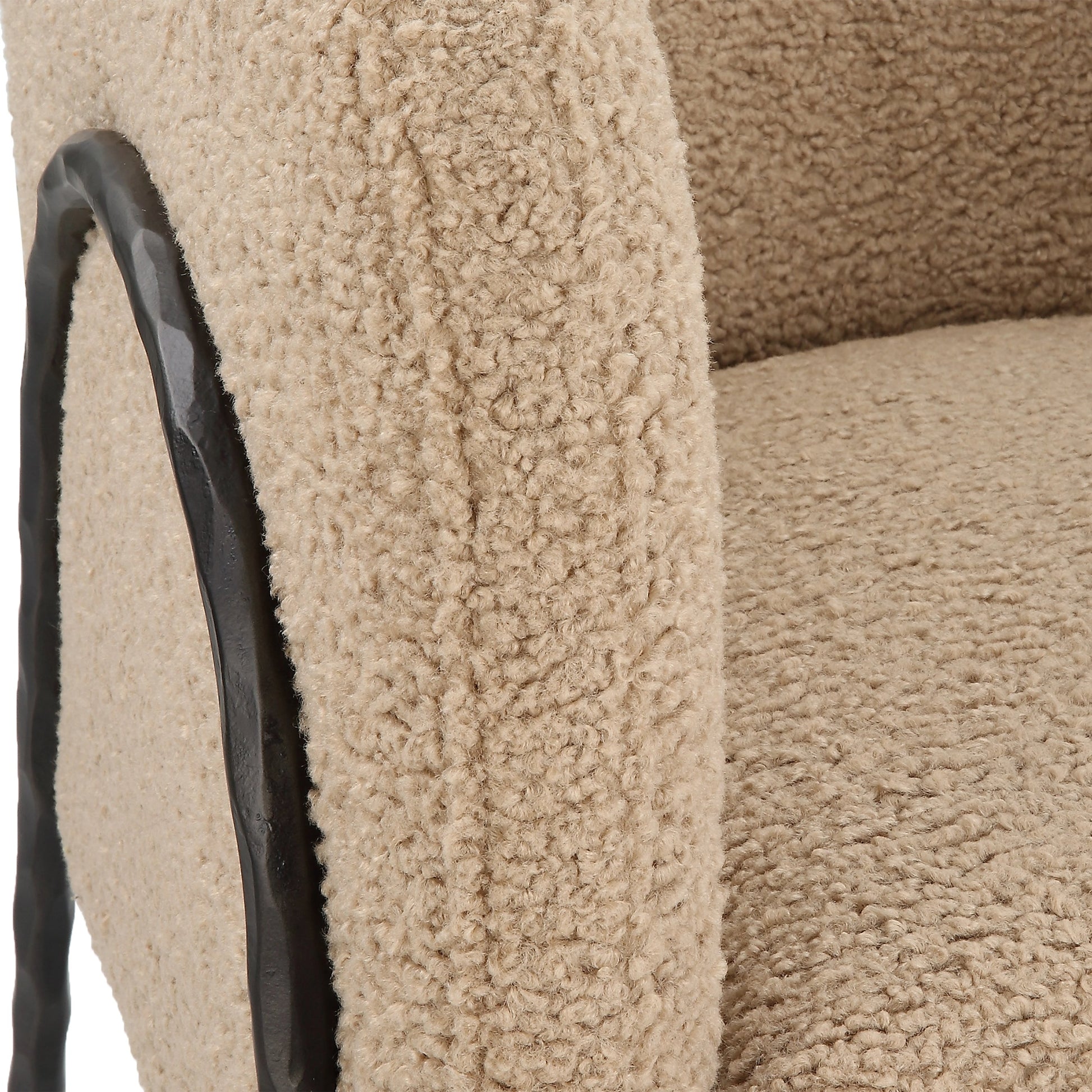 Jacobsen Shearling Accent Chair by Uttermost. Made from fabric, foam, plywood, iron in a modern style.