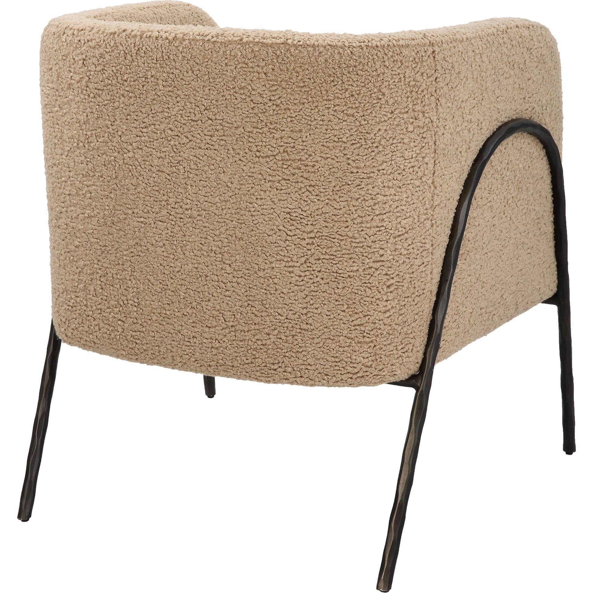Jacobsen Shearling Accent Chair by Uttermost. Made from fabric, foam, plywood, iron in a modern style.
