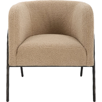 Jacobsen Shearling Accent Chair by Uttermost. Made from fabric, foam, plywood, iron in a modern style.