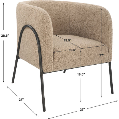 Jacobsen Shearling Accent Chair by Uttermost. Made from fabric, foam, plywood, iron in a modern style.