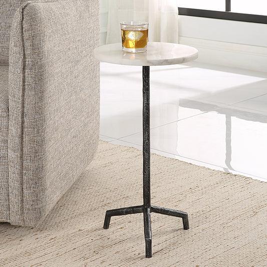 Puritan Drink Table by Uttermost in aged black. Made from marble, iron in a modern style.