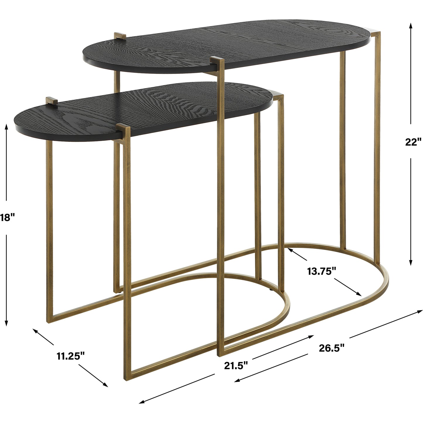 002 SI-1981285 | Additional Silo | Aztec Nesting Tables by Uttermost in antique brass, ebony. Made from iron, mdf, ash in a modern style.