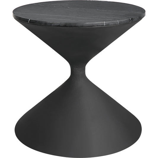 Time's Up Side Table by Uttermost in matte black. Made from resin, marble, iron in a modern style.