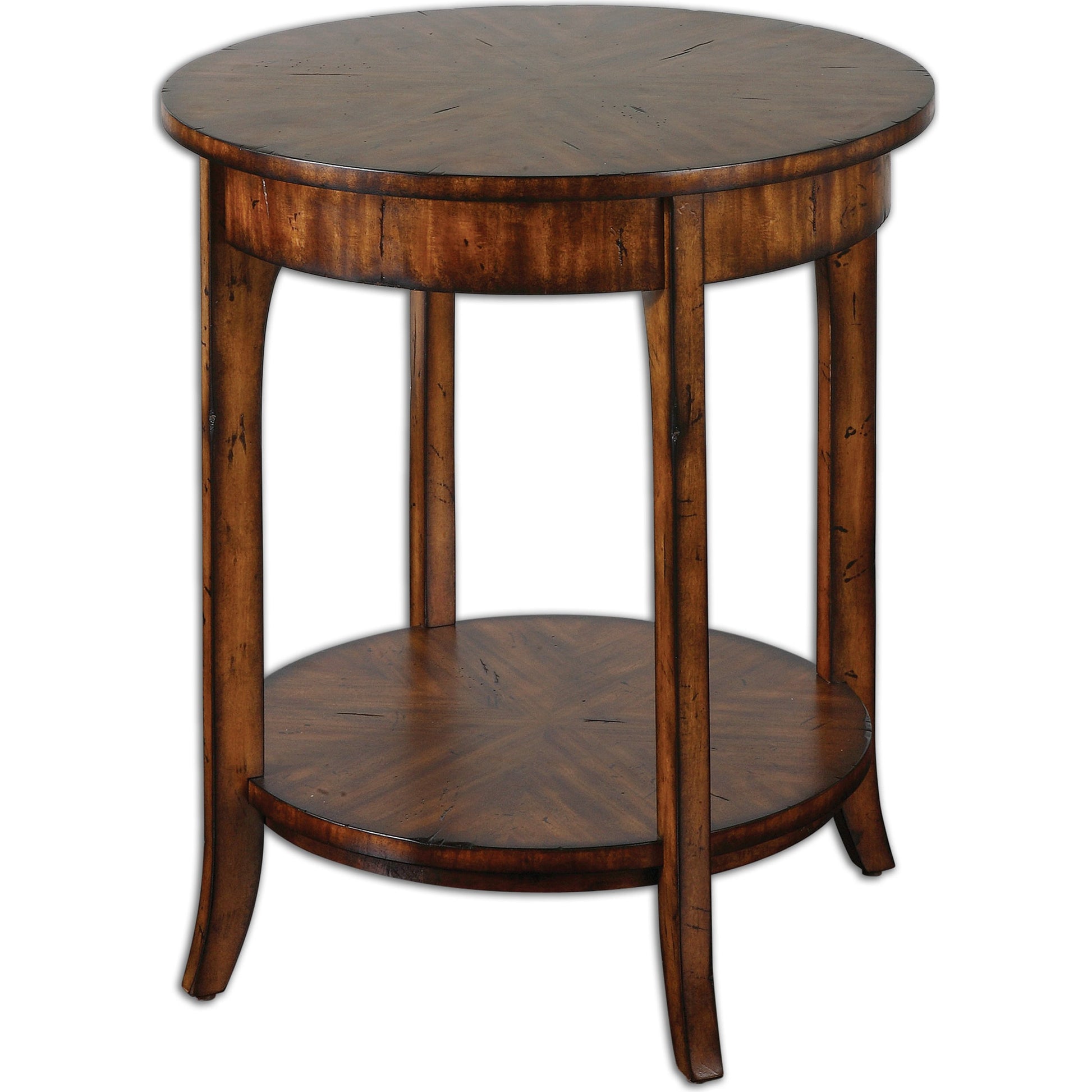 Carmel Round Lamp Table by Uttermost. Made from particle board, solid wood, veneer in a modern style.