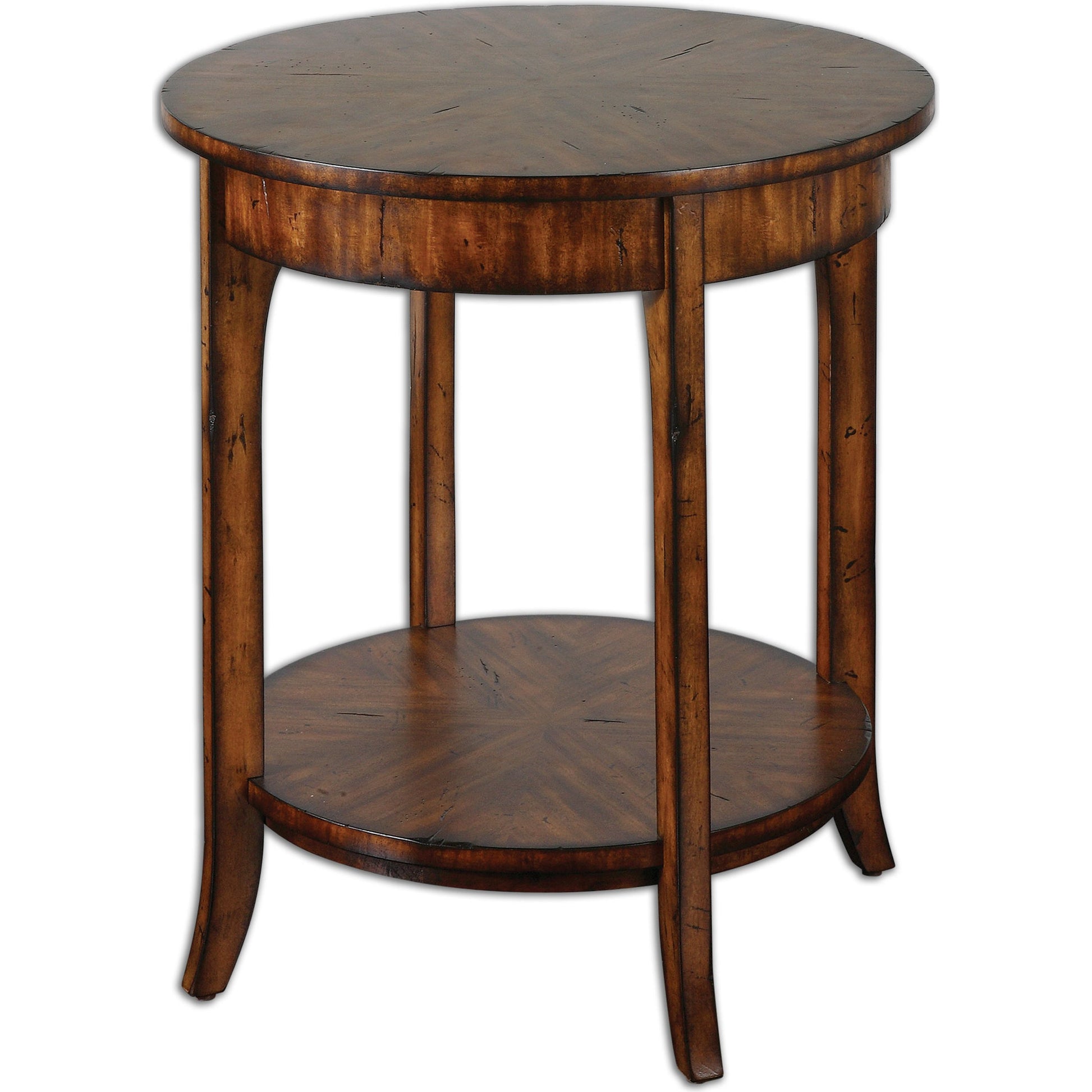 Carmel Round Lamp Table by Uttermost. Made from particle board, solid wood, veneer in a modern style.