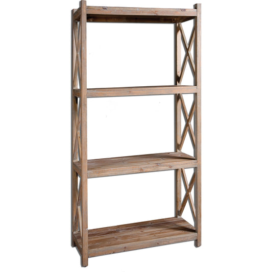 Stratford Reclaimed Wood Etagere by Uttermost. Made from reclaimed fir in a cottage & farmhouse style.