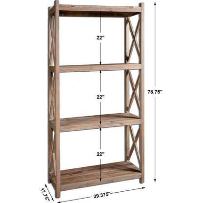 Stratford Reclaimed Wood Etagere by Uttermost. Made from reclaimed fir in a cottage & farmhouse style.
