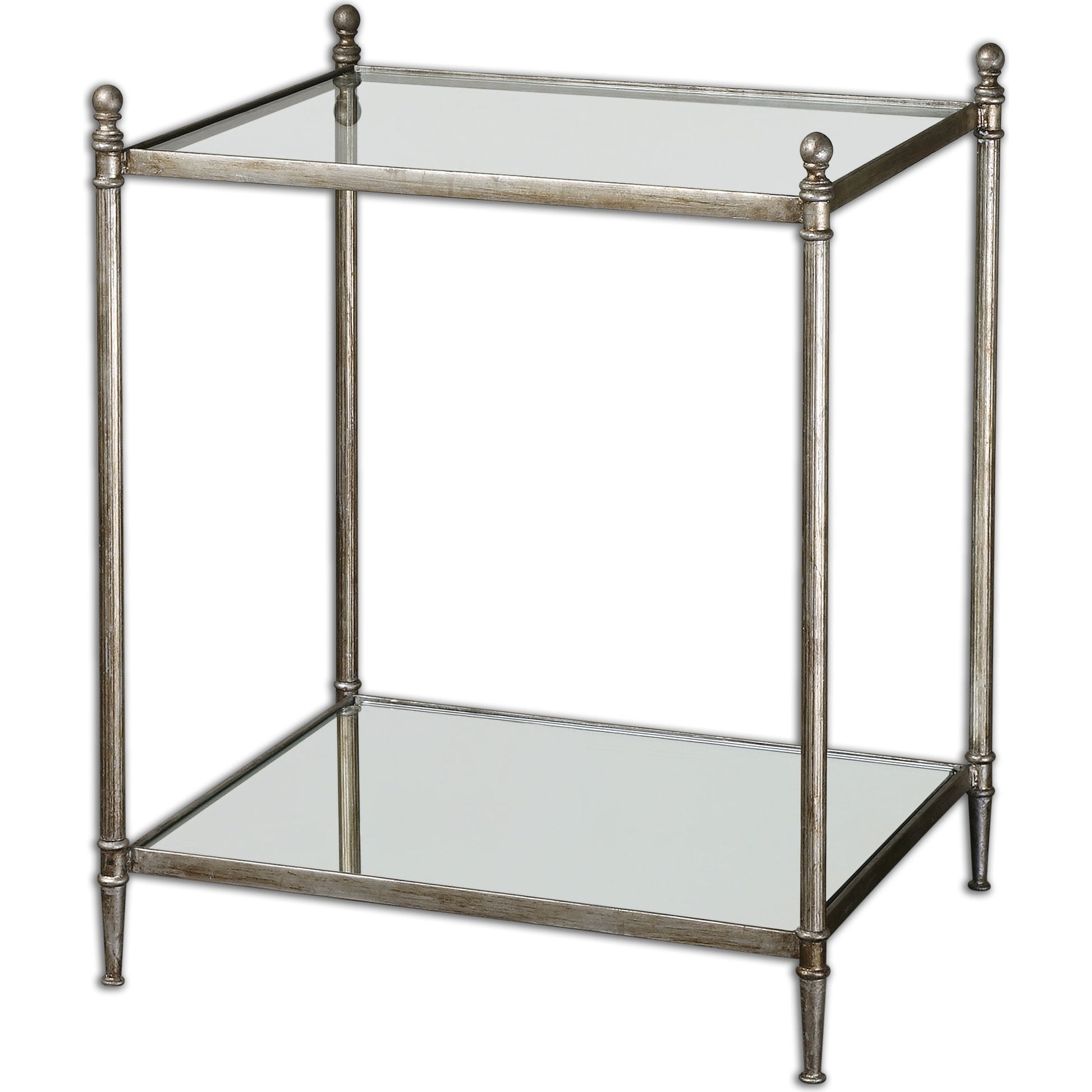 Gannon Mirrored Glass End Table by Uttermost. Made from metal, tempered glass, mirror in a modern style.