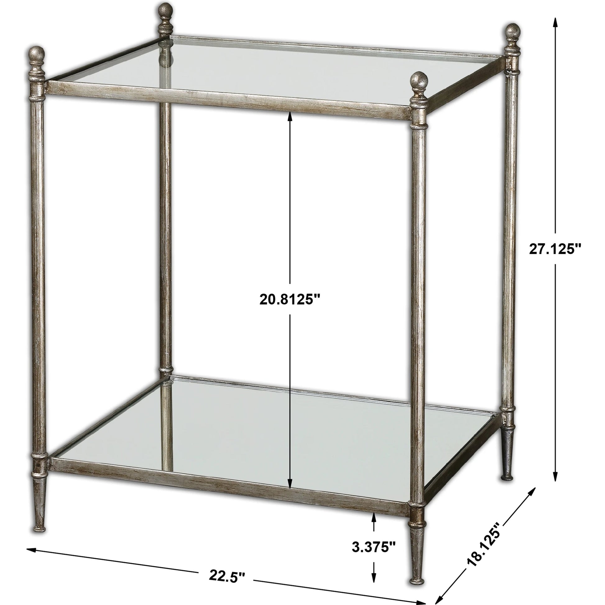 Gannon Mirrored Glass End Table by Uttermost. Made from metal, tempered glass, mirror in a modern style.
