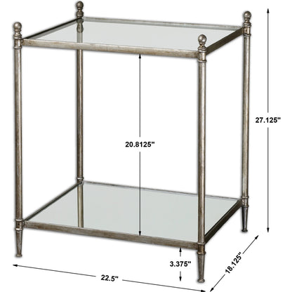 Gannon Mirrored Glass End Table by Uttermost. Made from metal, tempered glass, mirror in a modern style.