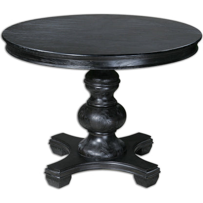 Brynmore Round Table by Uttermost. Made from wood, mdf, pu leather in a cottage & farmhouse style.