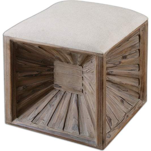 Jia Wooden Ottoman by Uttermost. Made from mdf, fir, linen, foam in a cottage & farmhouse style.