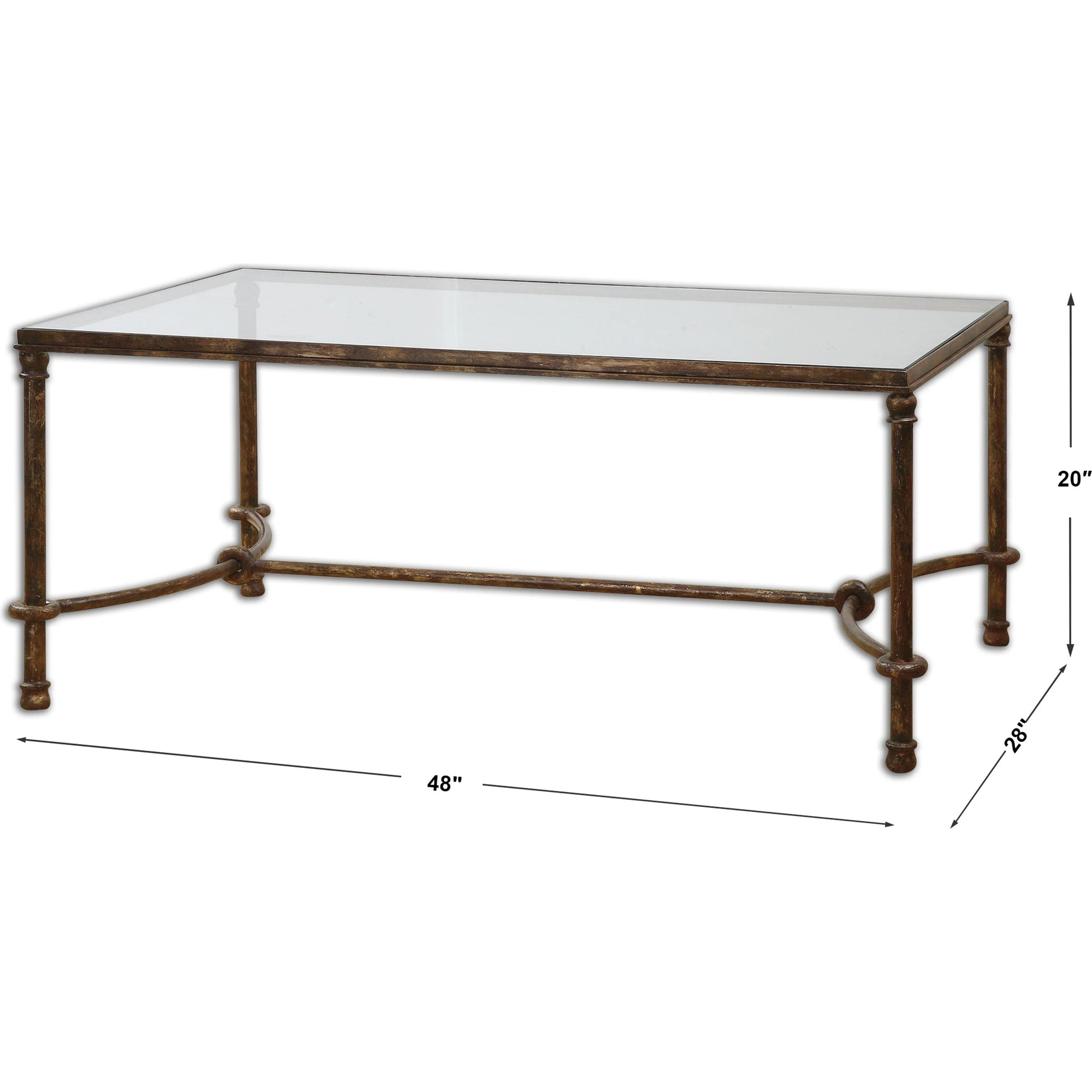 Warring Iron Coffee Table by Uttermost in iron. Made from metal, tempered glass in a cottage & farmhouse style.