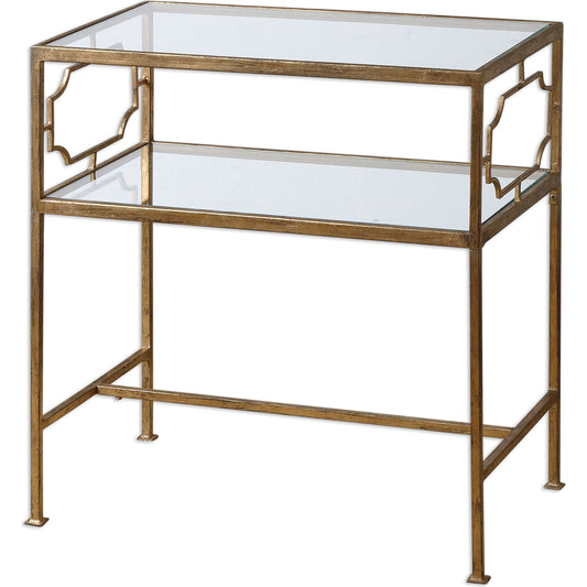 Genell Side Table by Uttermost. Made from metal, tempered glass in a modern style.