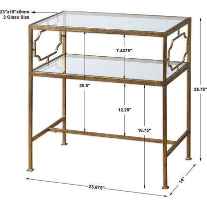 Genell Side Table by Uttermost. Made from metal, tempered glass in a modern style.