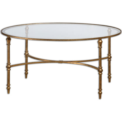 Vitya Glass Coffee Table by Uttermost. Made from metal, tempered glass in a modern style.