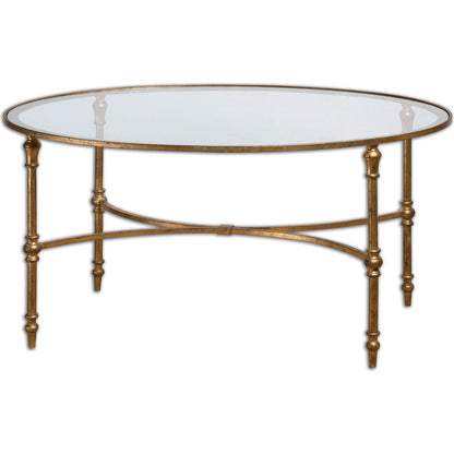 Vitya Glass Coffee Table by Uttermost. Made from metal, tempered glass in a modern style.