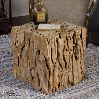 Teak Root Bunching Cube by Uttermost. Made from teak wood in a cottage & farmhouse style.