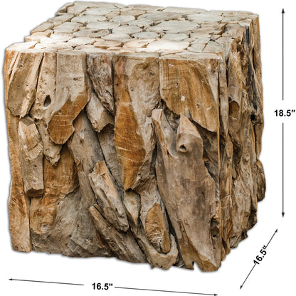Teak Root Bunching Cube by Uttermost. Made from teak wood in a cottage & farmhouse style.