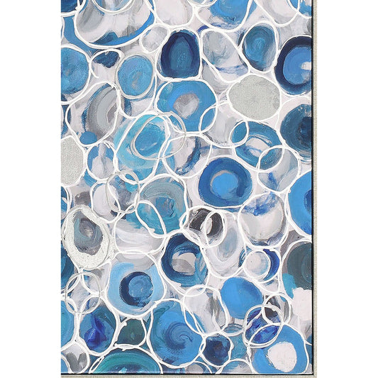 Blue Bubbles Wall Decor by Moe's Home Collection in multi. Made from acrylic on canvas, plastic frame in a modern style.