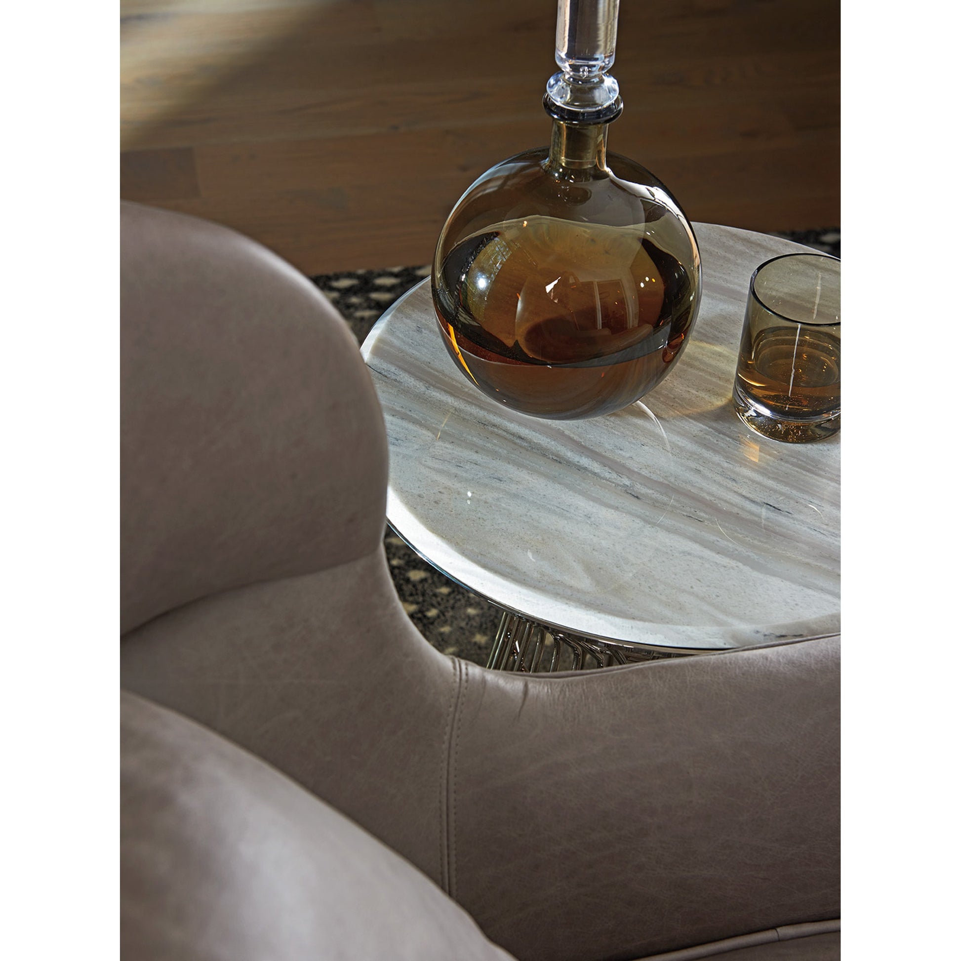 Martini Stainless Accent Table by Lexington in polished silver. Made from unique in a modern style.