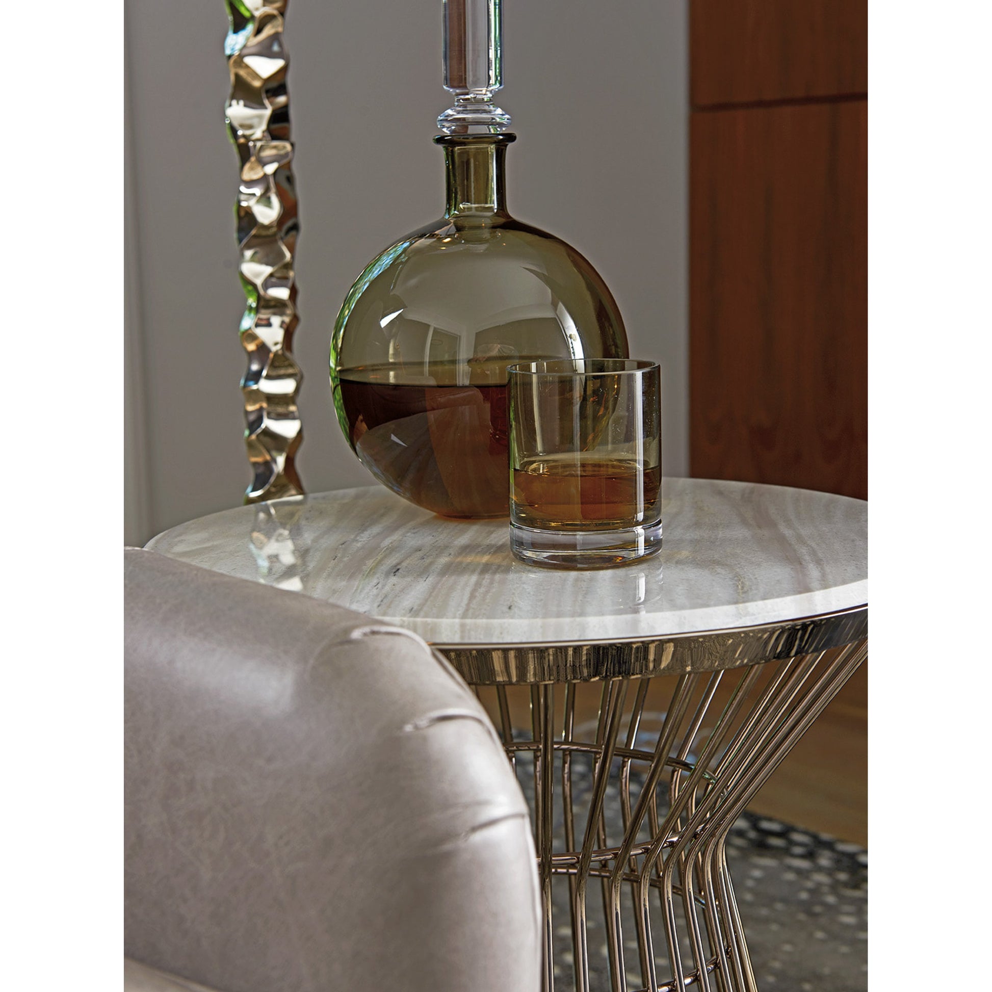 Martini Stainless Accent Table by Lexington in polished silver. Made from unique in a modern style.