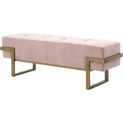 Fiona Upholstered Bench by Essentials For Living in blush gray velvet, brass. Made from metal, 100% polyester in a transitional style.