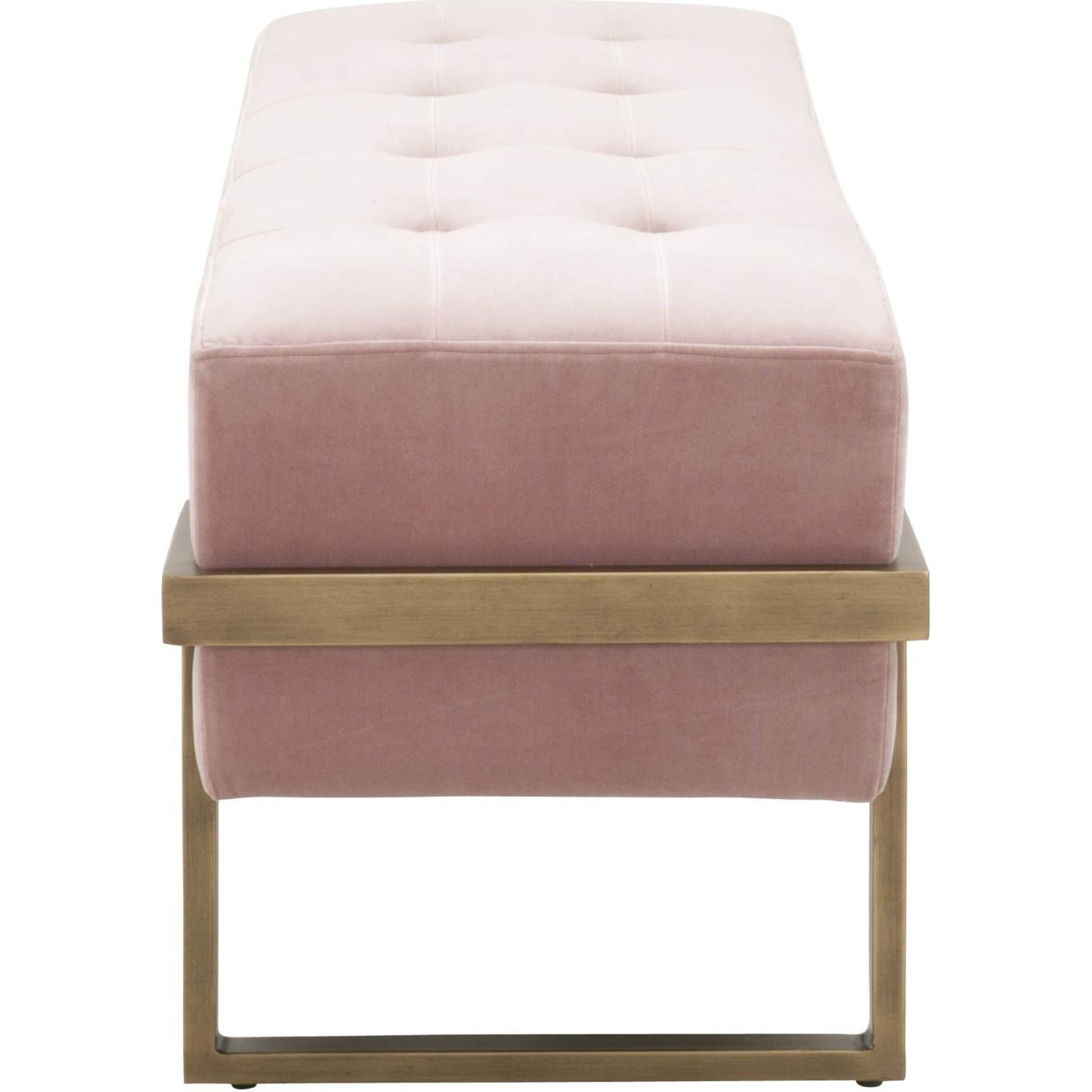Fiona Upholstered Bench by Essentials For Living in blush gray velvet, brass. Made from metal, 100% polyester in a transitional style.