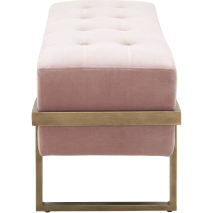 Fiona Upholstered Bench by Essentials For Living in blush gray velvet, brass. Made from metal, 100% polyester in a transitional style.