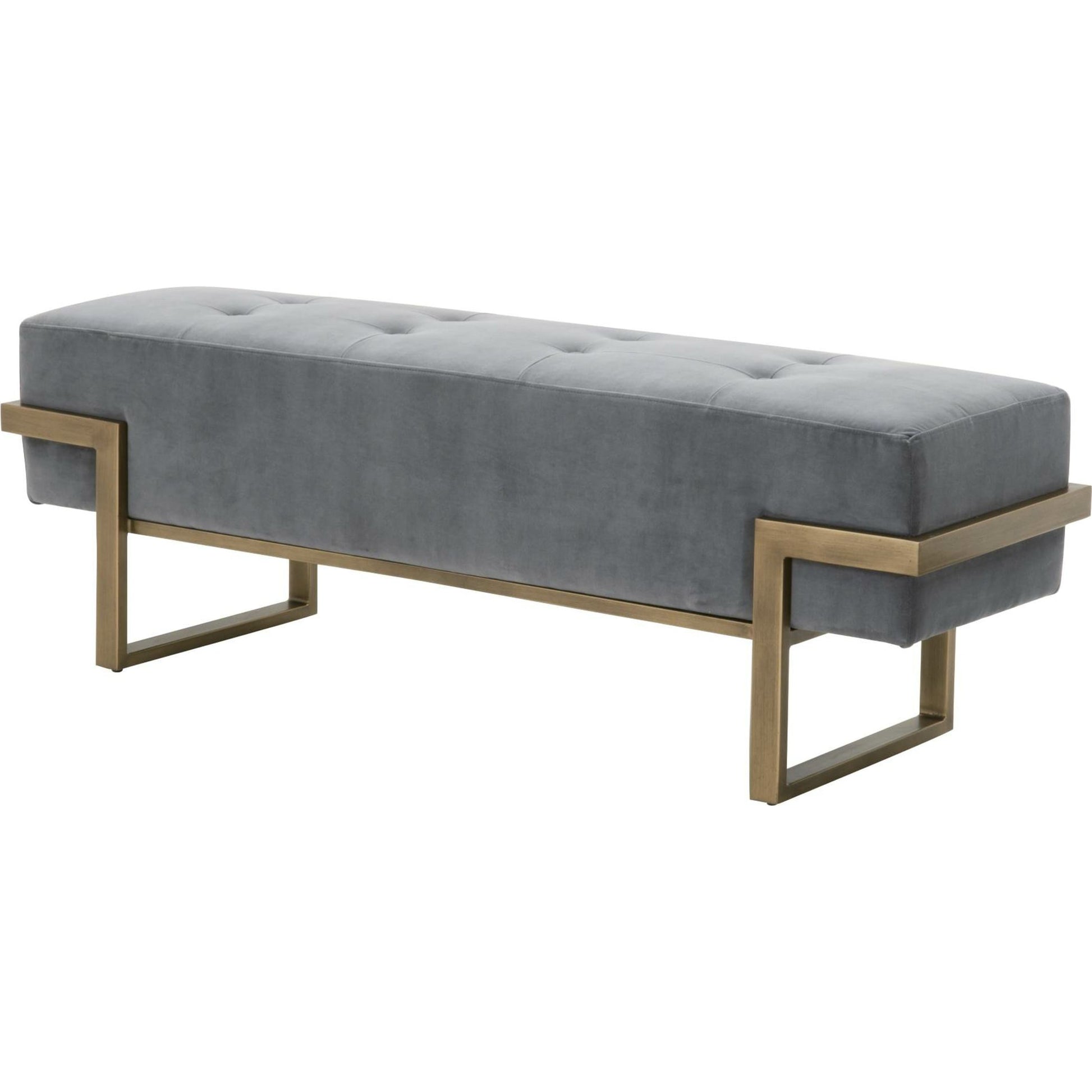 Fiona Upholstered Bench by Essentials For Living in blush gray velvet, brass. Made from metal, 100% polyester in a transitional style.