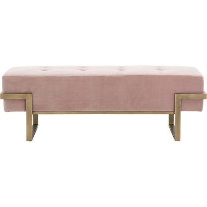 Fiona Upholstered Bench by Essentials For Living in blush gray velvet, brass. Made from metal, 100% polyester in a transitional style.