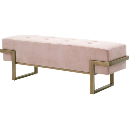 Fiona Upholstered Bench by Essentials For Living in blush gray velvet, brass. Made from metal, 100% polyester in a transitional style.