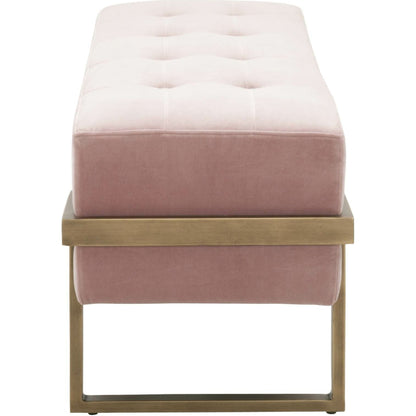 Fiona Upholstered Bench by Essentials For Living in blush gray velvet, brass. Made from metal, 100% polyester in a transitional style.