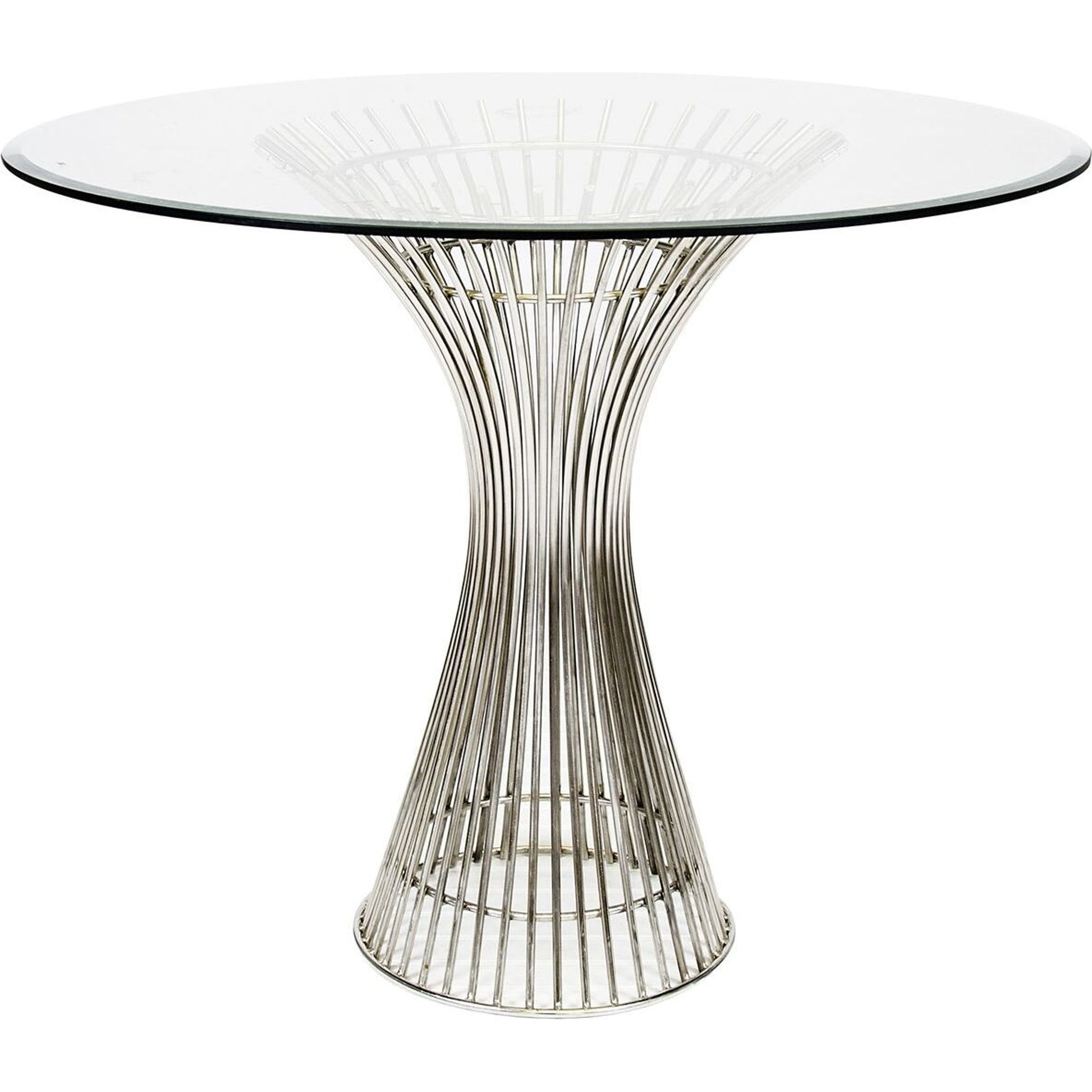 Powell Table Base by Worlds Away in gold leaf. Made from metal, glass in a modern style.