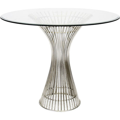Powell Table Base by Worlds Away in gold leaf. Made from metal, glass in a modern style.