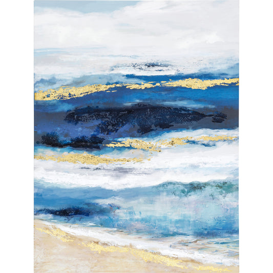 Saagar Wall Art - 31892 by Surya in main: blue and hand painted. Made from main: canvas in a coastal style.