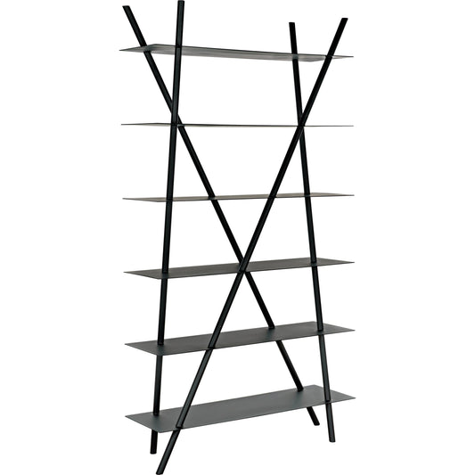 Siddhartha Bookcase by Noir in matte black. Made from industrial steel in a modern style.