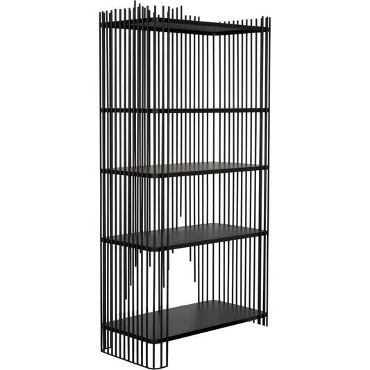 Mila Bookcase by Noir in matte black. Made from industrial steel in a modern style.