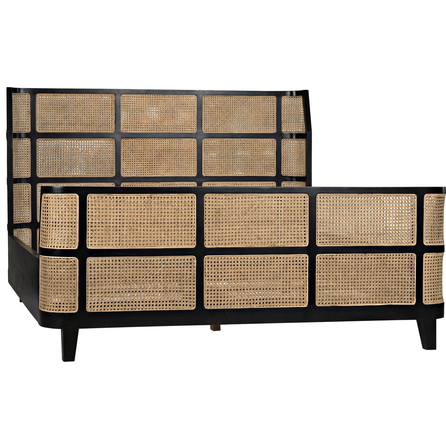 002 SR-834074 | Primary Silo | Porto Bed by Noir in hand rubbed black. Made from mahogany in a eclectic & global style.