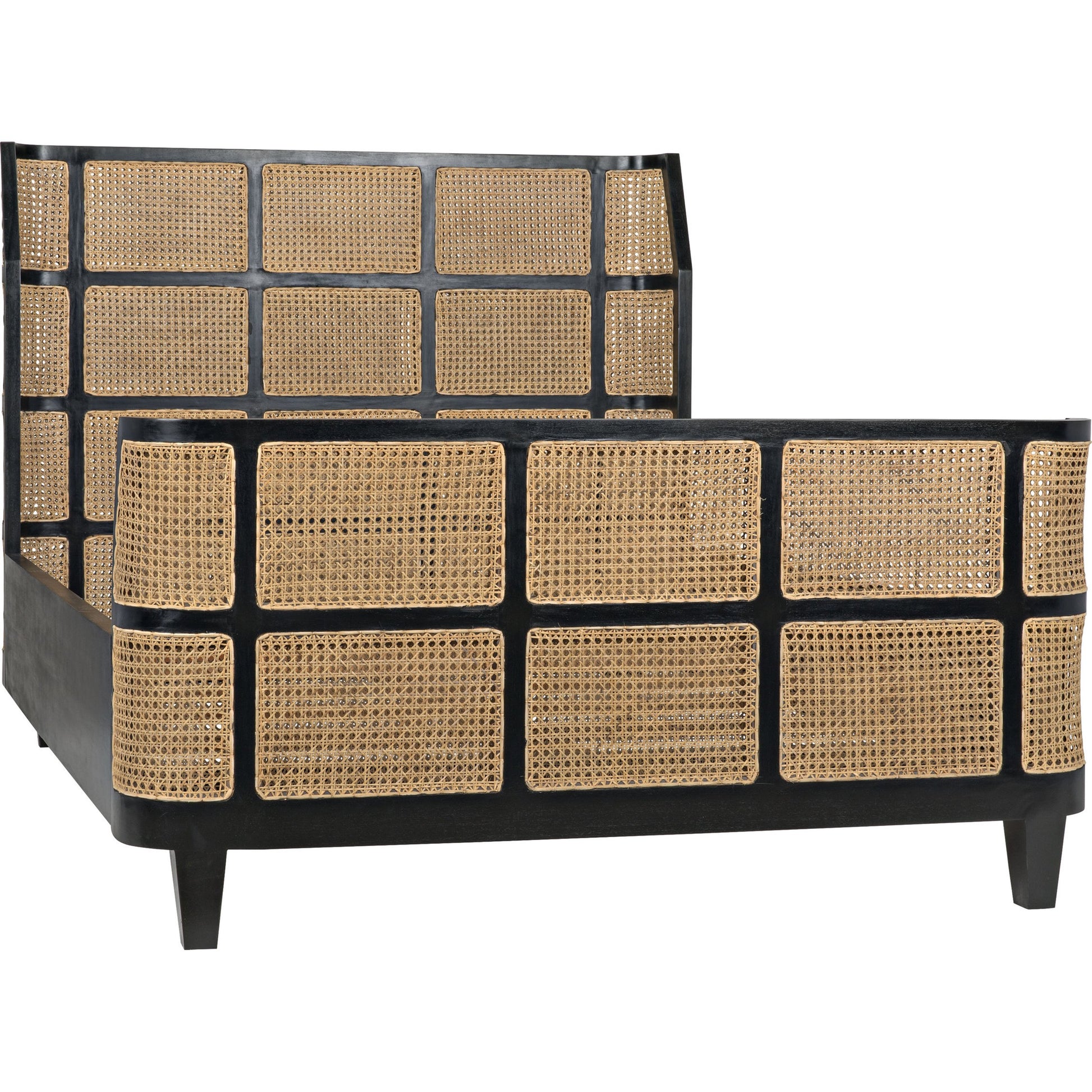 Porto Bed by Noir in hand rubbed black. Made from mahogany in a eclectic & global style.