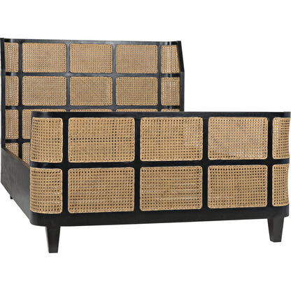 Porto Bed by Noir in hand rubbed black. Made from mahogany in a eclectic & global style.