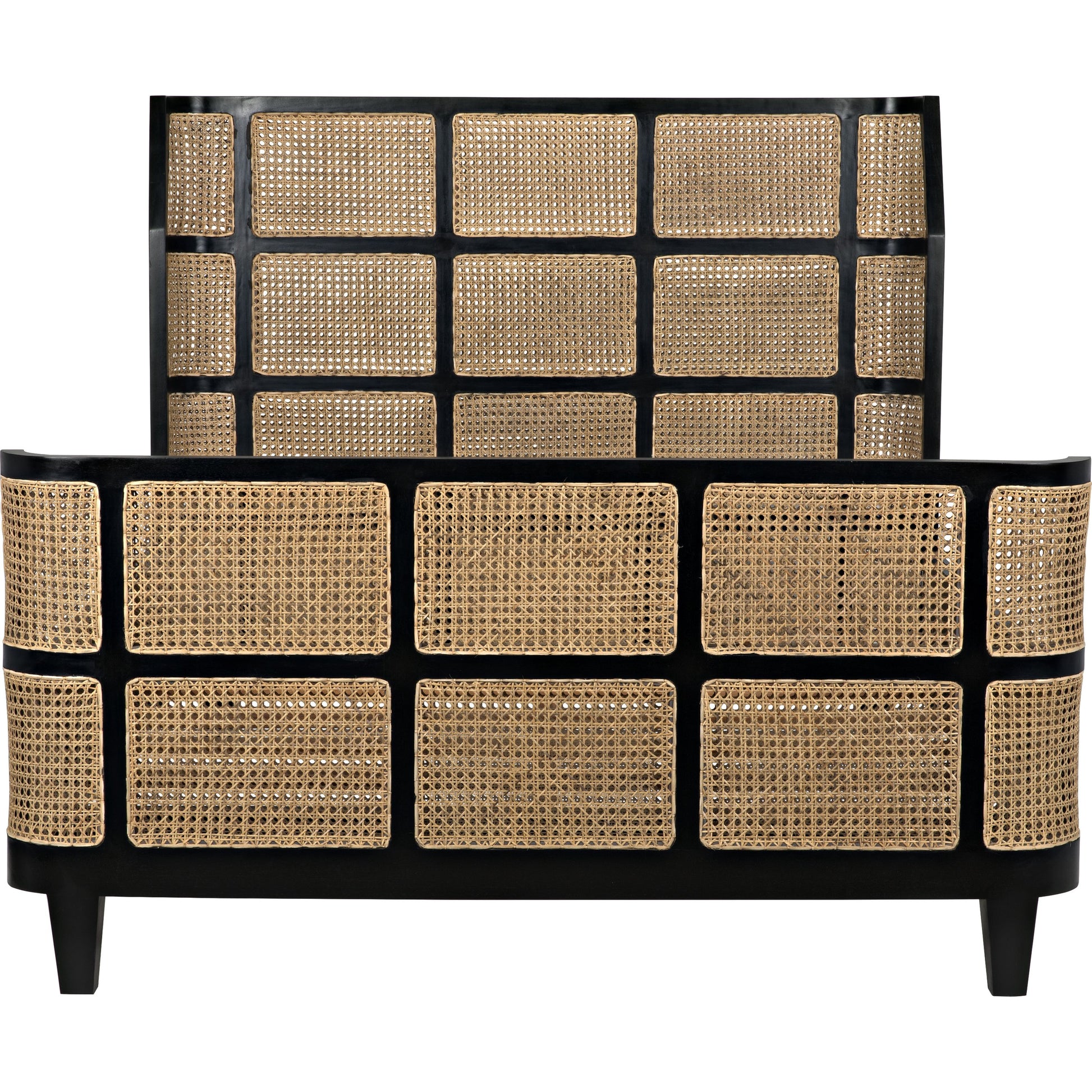 Porto Bed by Noir in hand rubbed black. Made from mahogany in a eclectic & global style.
