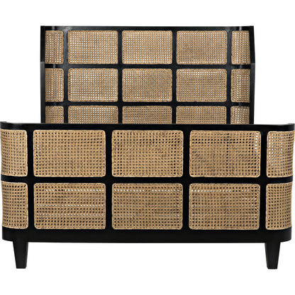 Porto Bed by Noir in hand rubbed black. Made from mahogany in a eclectic & global style.